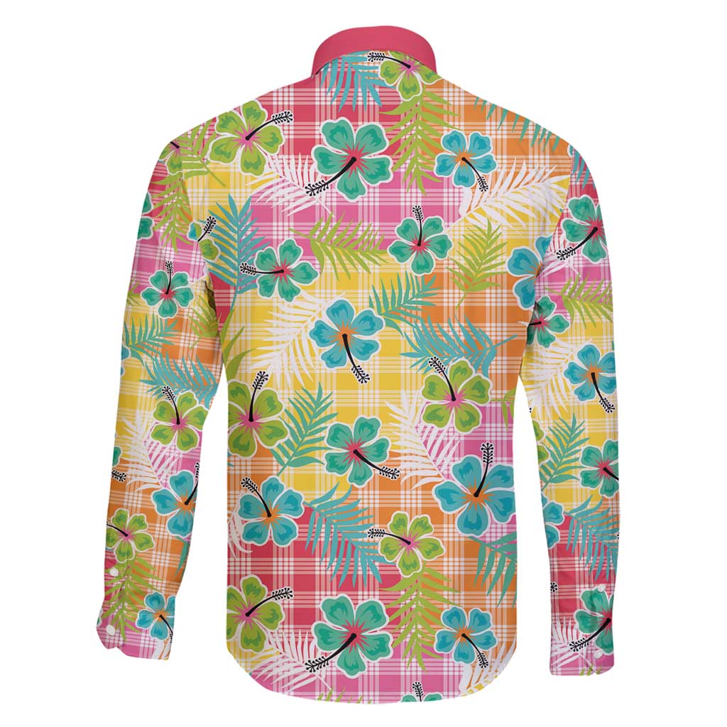 Hawaiian Palaka Family Matching Long Sleeve Bodycon Dress and Hawaiian Shirt Hibiscus Palm Leaf Pattern LT9 - Polynesian Pride