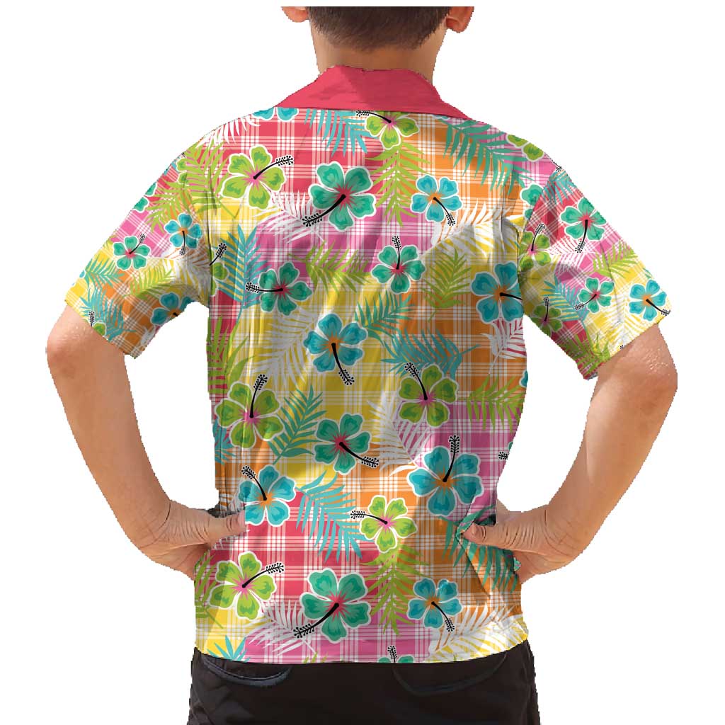 Hawaiian Palaka Family Matching Mermaid Dress and Hawaiian Shirt Hibiscus Palm Leaf Pattern LT9 - Polynesian Pride