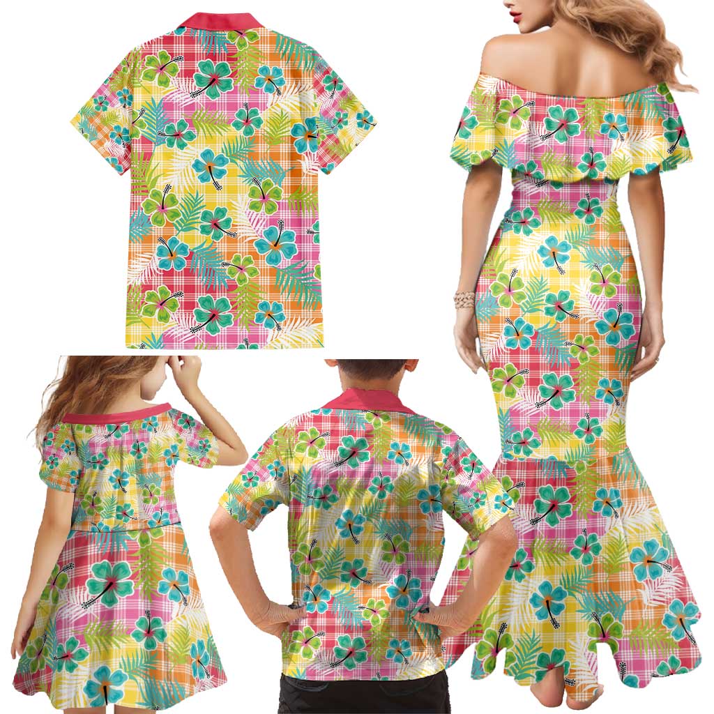 Hawaiian Palaka Family Matching Mermaid Dress and Hawaiian Shirt Hibiscus Palm Leaf Pattern LT9 - Polynesian Pride