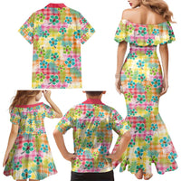 Hawaiian Palaka Family Matching Mermaid Dress and Hawaiian Shirt Hibiscus Palm Leaf Pattern LT9 - Polynesian Pride