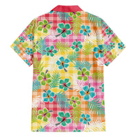 Hawaiian Palaka Family Matching Off The Shoulder Long Sleeve Dress and Hawaiian Shirt Hibiscus Palm Leaf Pattern LT9 - Polynesian Pride