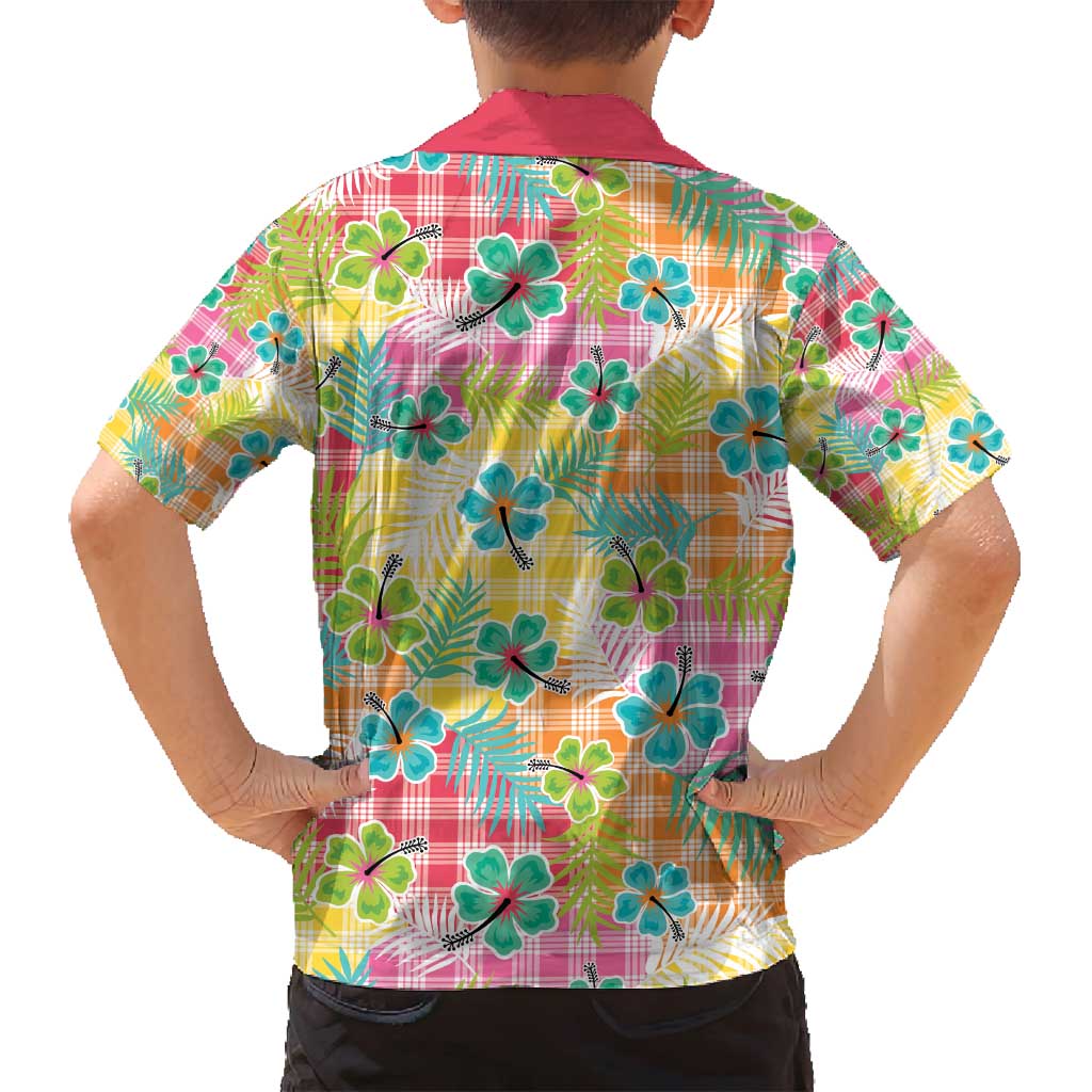 Hawaiian Palaka Family Matching Off Shoulder Maxi Dress and Hawaiian Shirt Hibiscus Palm Leaf Pattern - Polynesian Pride