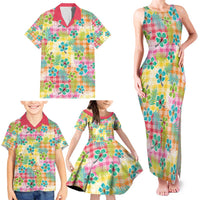 Hawaiian Palaka Family Matching Tank Maxi Dress and Hawaiian Shirt Hibiscus Palm Leaf Pattern LT9 - Polynesian Pride