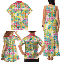 Hawaiian Palaka Family Matching Tank Maxi Dress and Hawaiian Shirt Hibiscus Palm Leaf Pattern LT9 - Polynesian Pride
