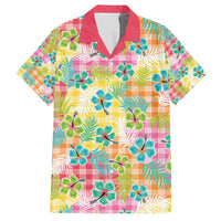 Hawaiian Palaka Family Matching Tank Maxi Dress and Hawaiian Shirt Hibiscus Palm Leaf Pattern LT9 Dad's Shirt - Short Sleeve Yellow - Polynesian Pride