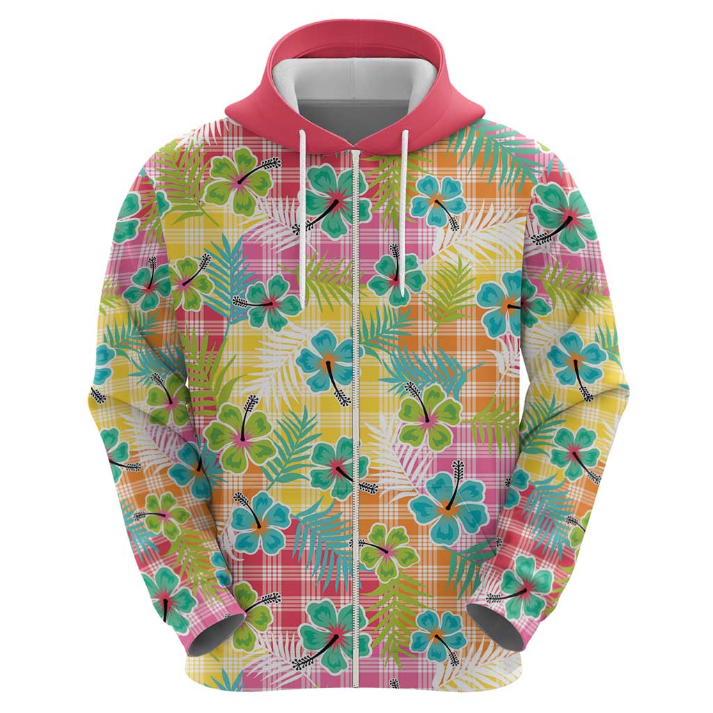 Hawaiian Palaka Hoodie Hibiscus Palm Leaf Pattern - Polynesian Pride
