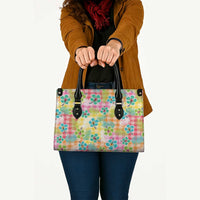 Hawaiian Palaka Leather Bag Hibiscus Palm Leaf Pattern - Polynesian Pride
