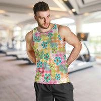 Hawaiian Palaka Men Tank Top Hibiscus Palm Leaf Pattern - Polynesian Pride