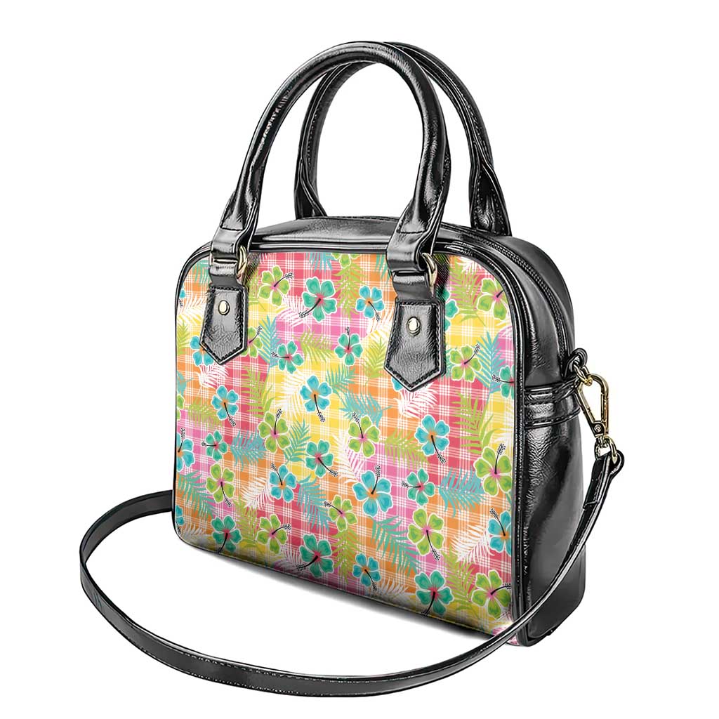 Hawaiian Palaka Shoulder Handbag Hibiscus Palm Leaf Pattern - Polynesian Pride
