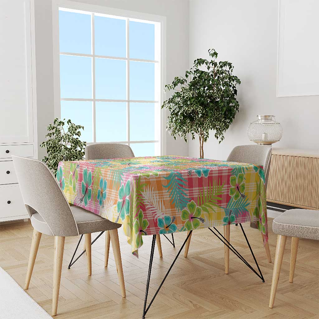 Hawaiian Palaka Tablecloth Hibiscus Palm Leaf Pattern - Polynesian Pride