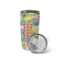 Hawaiian Palaka Tumbler Cup Hibiscus Palm Leaf Pattern - Polynesian Pride