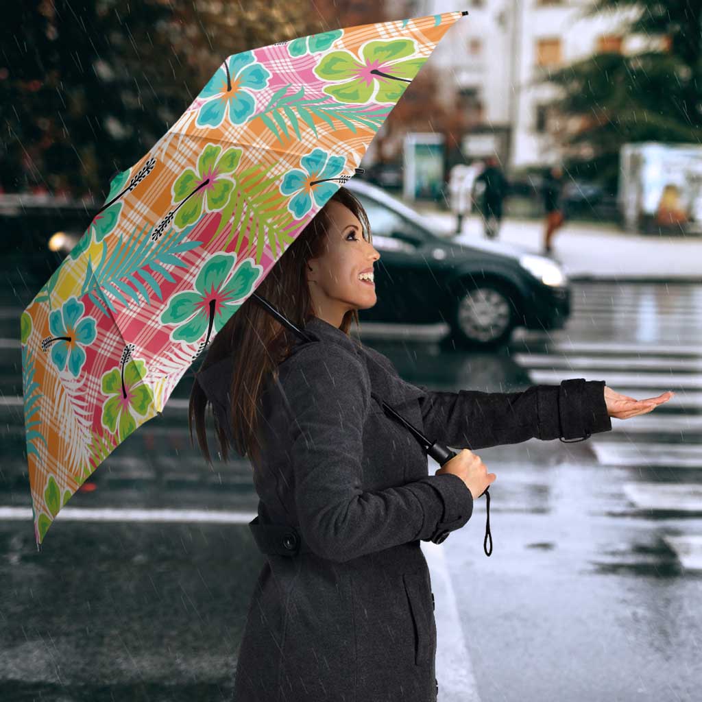 Hawaiian Palaka Umbrella Hibiscus Palm Leaf Pattern - Polynesian Pride