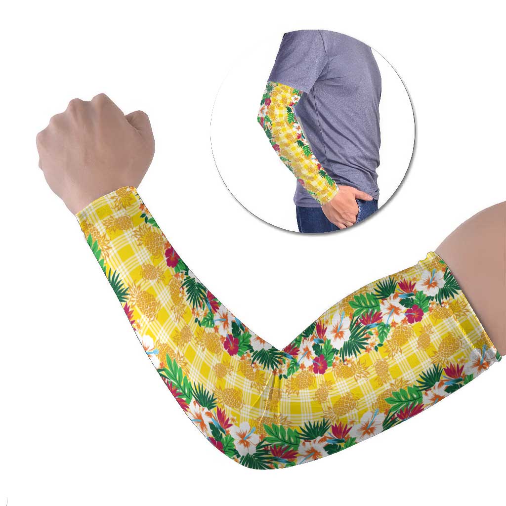 Hawaiian Palaka Arm Sleeves Hibiscus Pineapple Lei - Polynesian Pride
