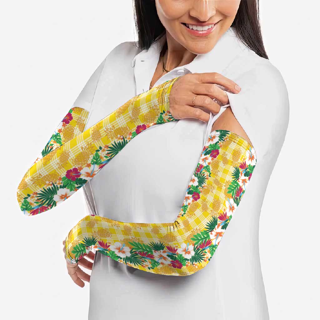 Hawaiian Palaka Arm Sleeves Hibiscus Pineapple Lei - Polynesian Pride