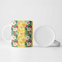 Hawaiian Palaka Ceramic Mug Hibiscus Pineapple Lei - Polynesian Pride