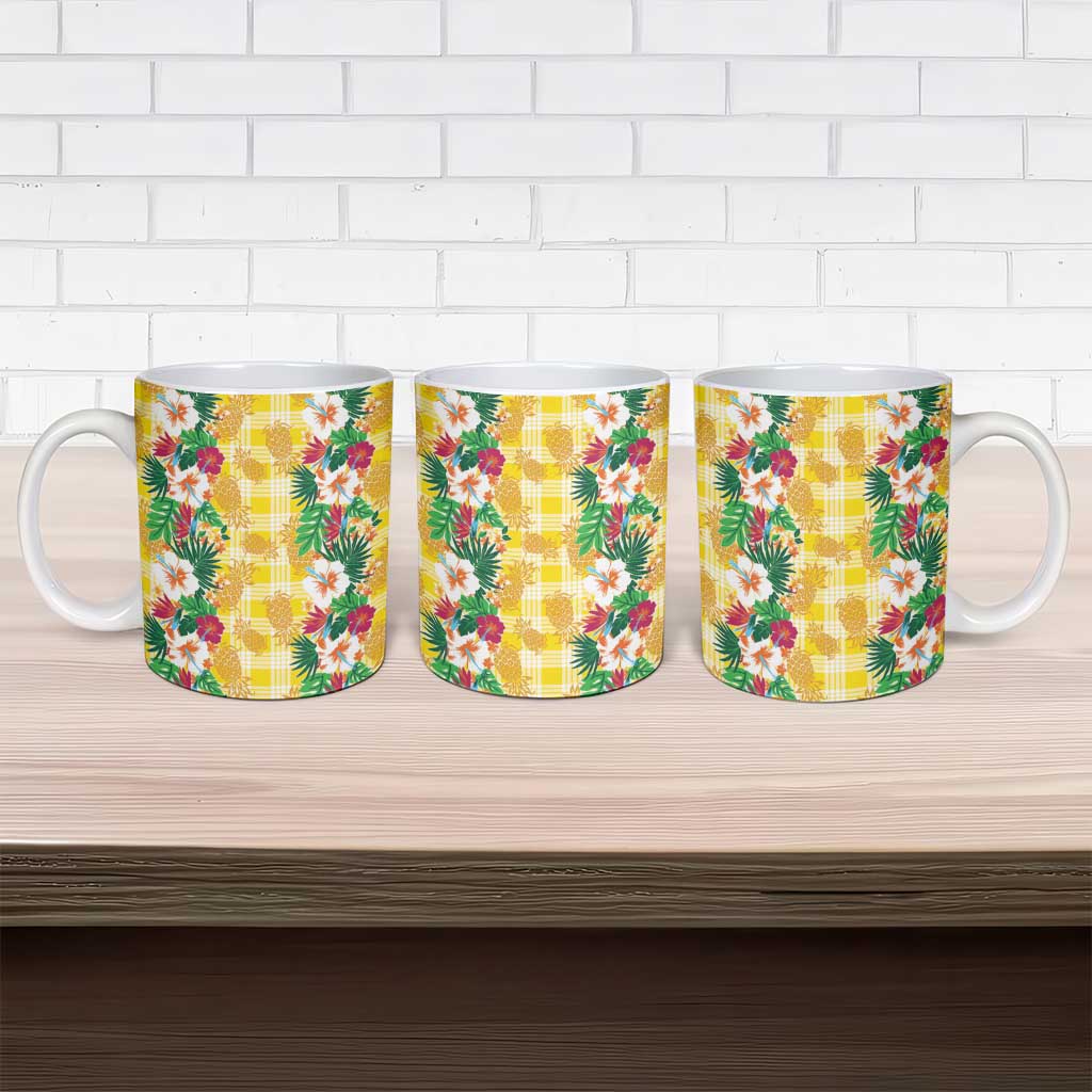 Hawaiian Palaka Ceramic Mug Hibiscus Pineapple Lei - Polynesian Pride