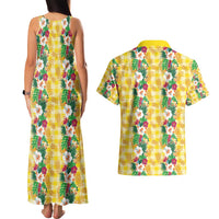Hawaiian Palaka Couples Matching Tank Maxi Dress and Hawaiian Shirt Hibiscus Pineapple Lei LT9 - Polynesian Pride
