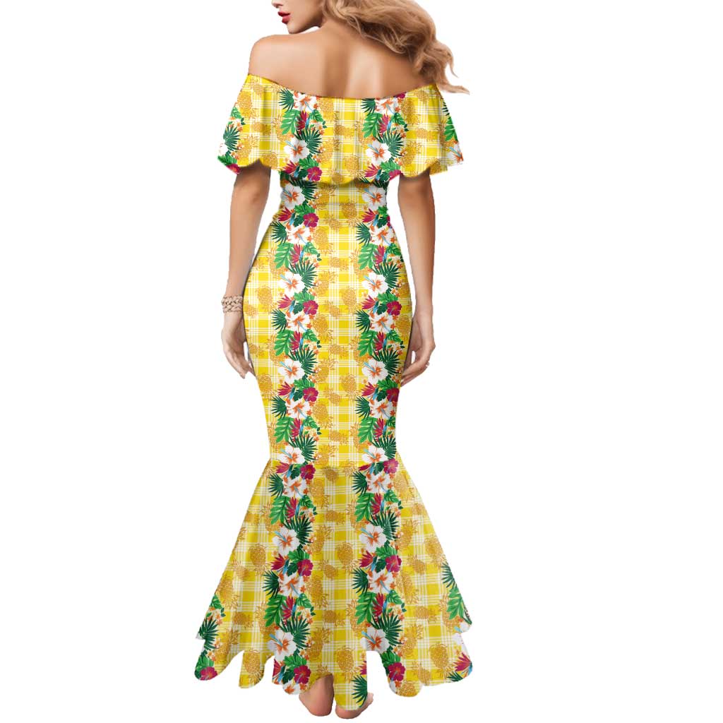 Hawaiian Palaka Family Matching Mermaid Dress and Hawaiian Shirt Hibiscus Pineapple Lei LT9 - Polynesian Pride
