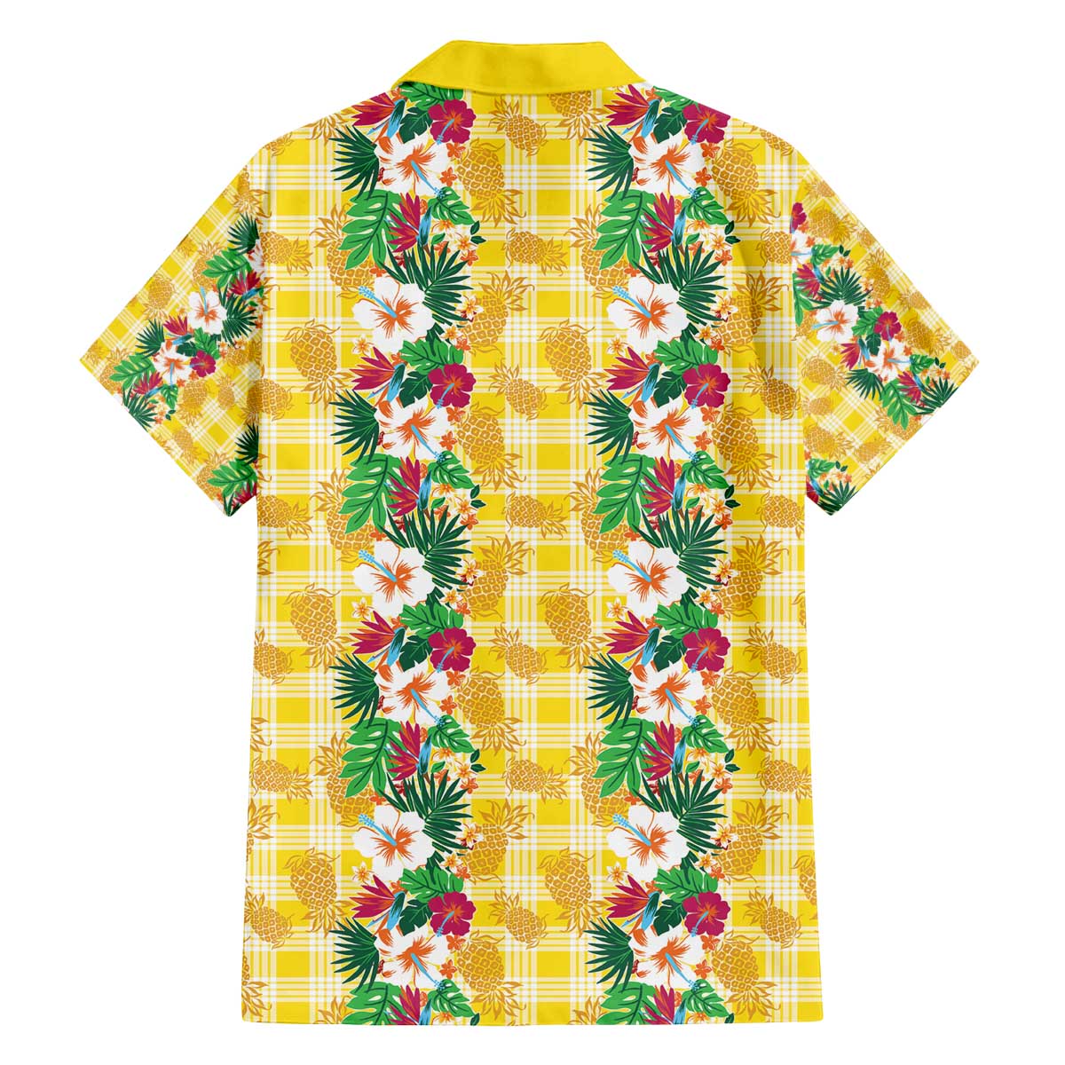 Hawaiian Palaka Family Matching Off The Shoulder Long Sleeve Dress and Hawaiian Shirt Hibiscus Pineapple Lei LT9 - Polynesian Pride