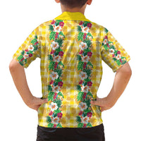Hawaiian Palaka Family Matching Off Shoulder Maxi Dress and Hawaiian Shirt Hibiscus Pineapple Lei LT9 - Polynesian Pride