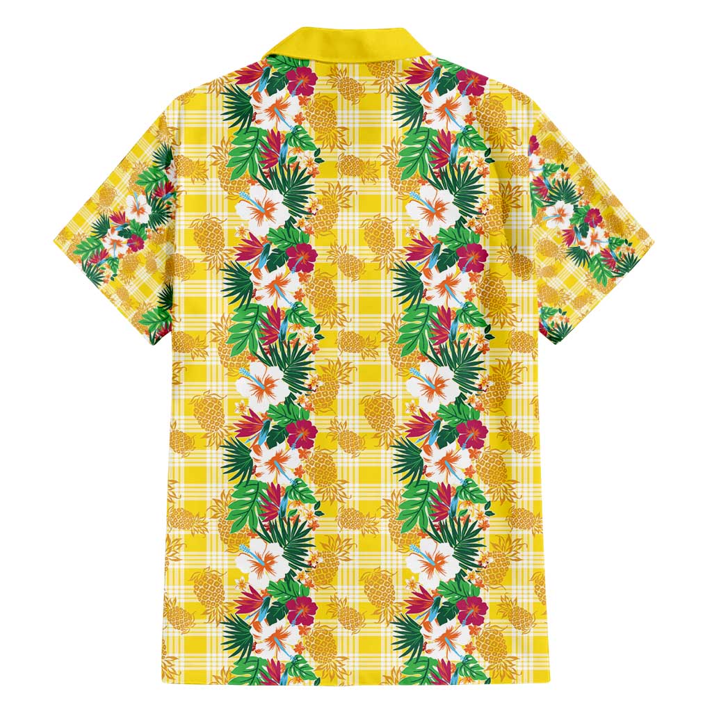 Hawaiian Palaka Family Matching Short Sleeve Bodycon Dress and Hawaiian Shirt Hibiscus Pineapple Lei LT9 - Polynesian Pride