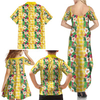 Hawaiian Palaka Family Matching Summer Maxi Dress and Hawaiian Shirt Hibiscus Pineapple Lei LT9 - Polynesian Pride
