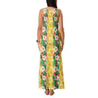 Hawaiian Palaka Family Matching Tank Maxi Dress and Hawaiian Shirt Hibiscus Pineapple Lei LT9 - Polynesian Pride