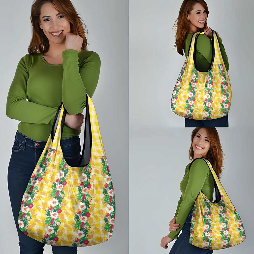 Hawaiian Palaka Grocery Bag Hibiscus Pineapple Lei - Polynesian Pride