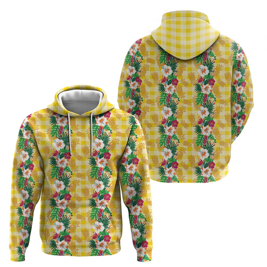 Hawaiian Palaka Hoodie Hibiscus Pineapple Lei - Polynesian Pride