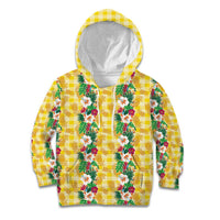Hawaiian Palaka Kid Hoodie Hibiscus Pineapple Lei LT9 Hoodie Yellow - Polynesian Pride