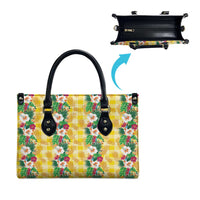 Hawaiian Palaka Leather Bag Hibiscus Pineapple Lei - Polynesian Pride