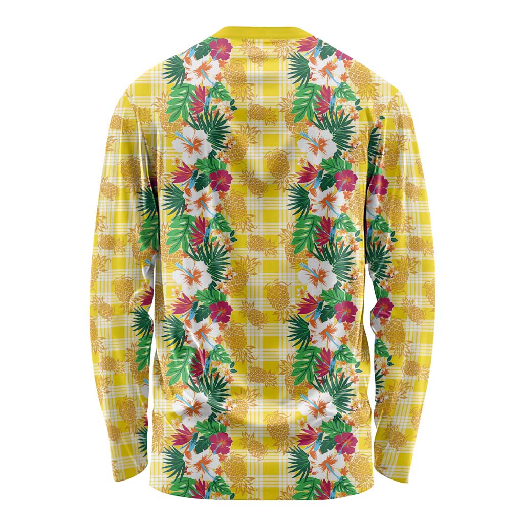 Hawaiian Palaka Long Sleeve Shirt Hibiscus Pineapple Lei LT9 - Polynesian Pride