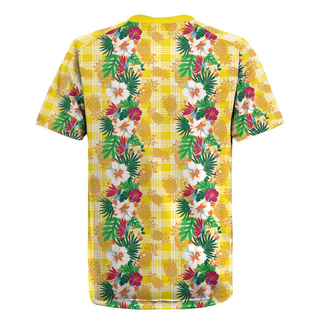Hawaiian Palaka Rugby Jersey Hibiscus Pineapple Lei - Polynesian Pride