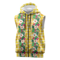 Hawaiian Palaka Sleeveless Zip Hoodie Hibiscus Pineapple Lei - Polynesian Pride