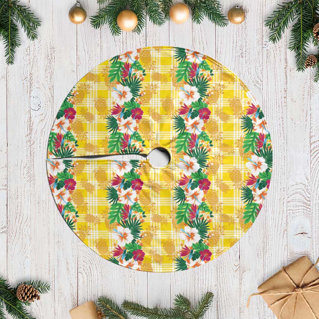 Hawaiian Palaka Tree Skirt Hibiscus Pineapple Lei LT9 Casual Yellow - Polynesian Pride