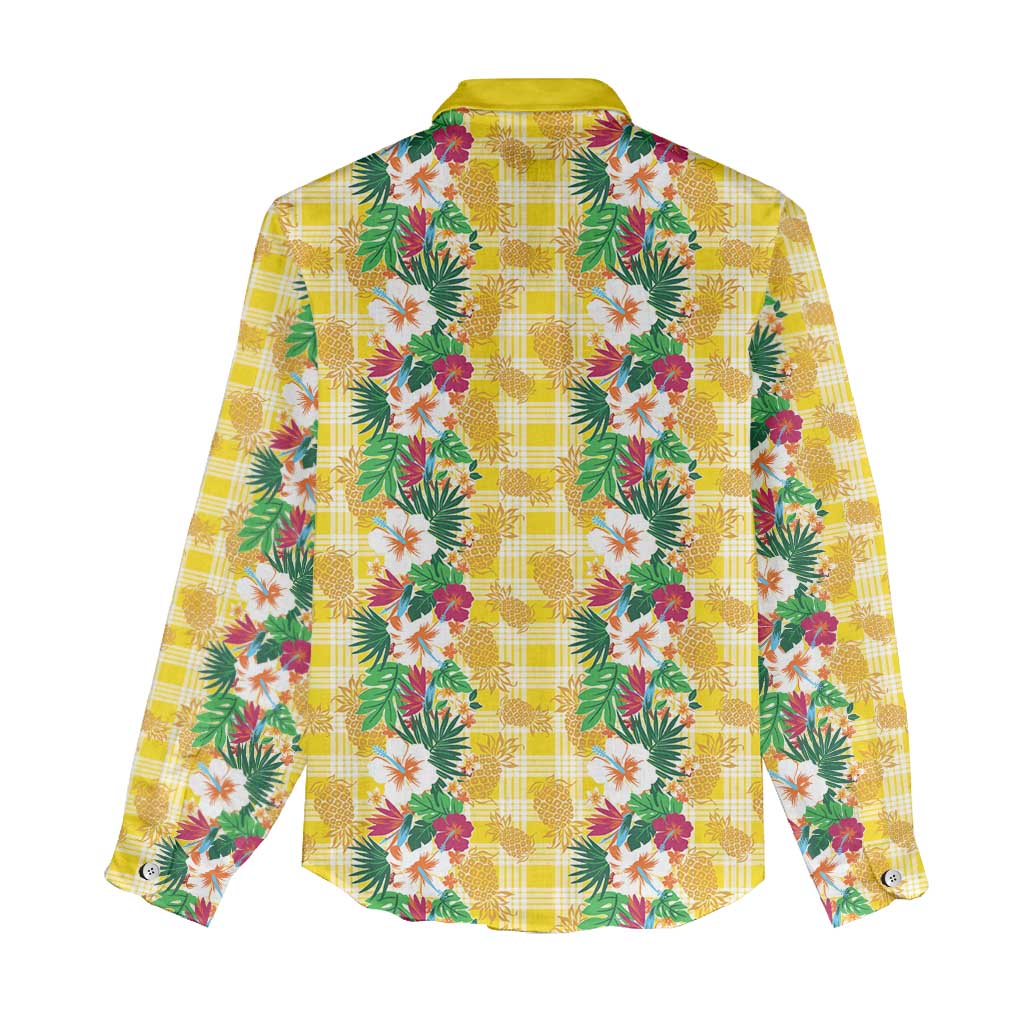 Hawaiian Palaka Women Casual Shirt Hibiscus Pineapple Lei - Polynesian Pride