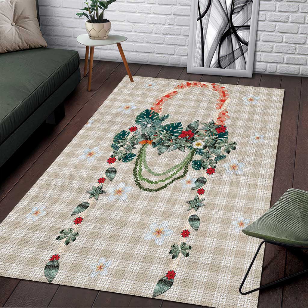 Brown Hawaiian Palaka Area Rug Kukui Nut Money Lei - Polynesian Pride