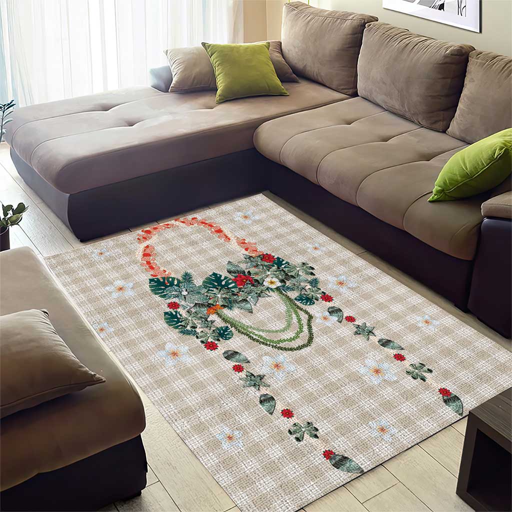 Brown Hawaiian Palaka Area Rug Kukui Nut Money Lei - Polynesian Pride