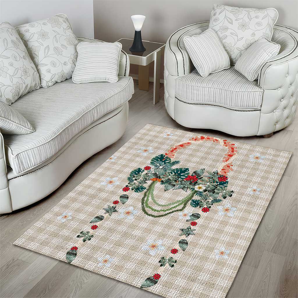 Brown Hawaiian Palaka Area Rug Kukui Nut Money Lei - Polynesian Pride