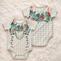 Brown Hawaiian Palaka Baby Onesie Kukui Nut Money Lei LT9 - Polynesian Pride