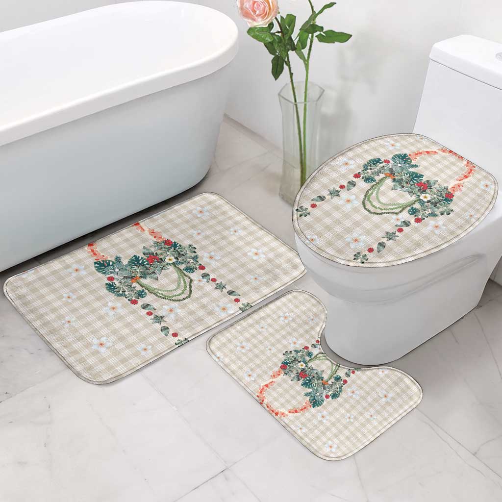Brown Hawaiian Palaka Bathroom Set Kukui Nut Money Lei - Polynesian Pride