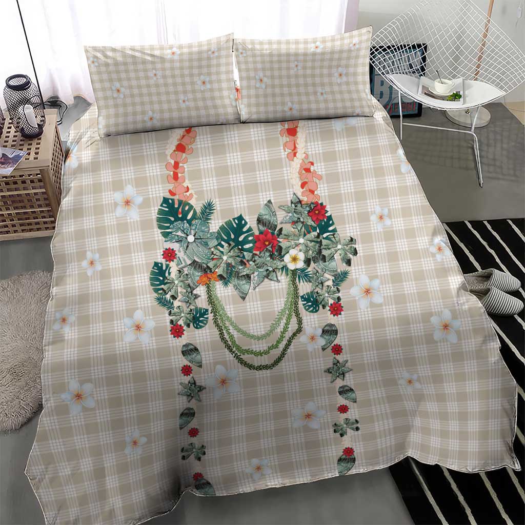 Brown Hawaiian Palaka Bedding Set Kukui Nut Money Lei - Polynesian Pride