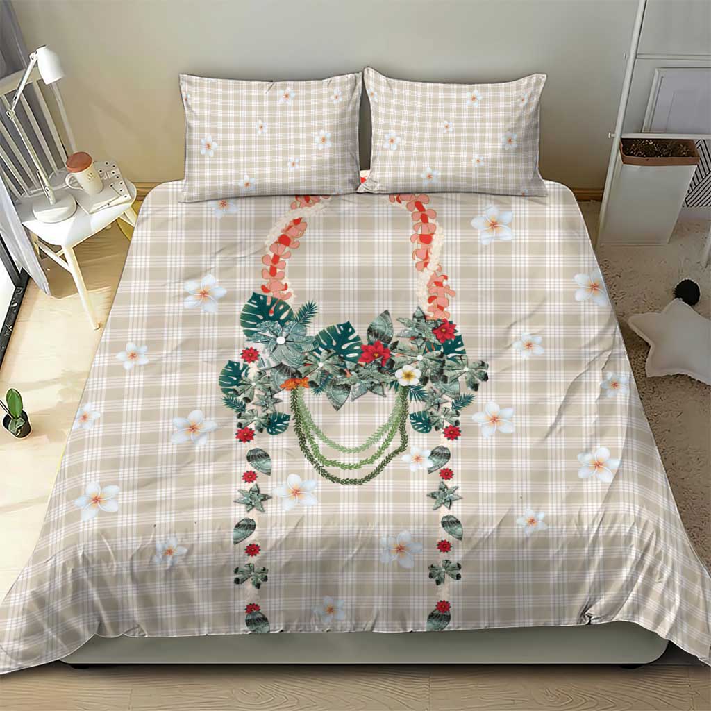 Brown Hawaiian Palaka Bedding Set Kukui Nut Money Lei - Polynesian Pride