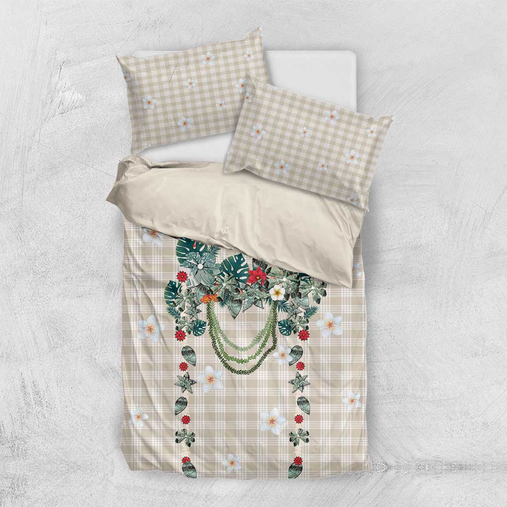Brown Hawaiian Palaka Bedding Set Kukui Nut Money Lei - Polynesian Pride