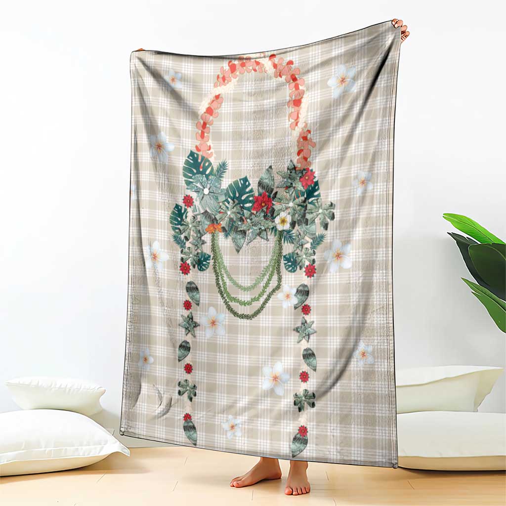 Brown Hawaiian Palaka Blanket Kukui Nut Money Lei - Polynesian Pride