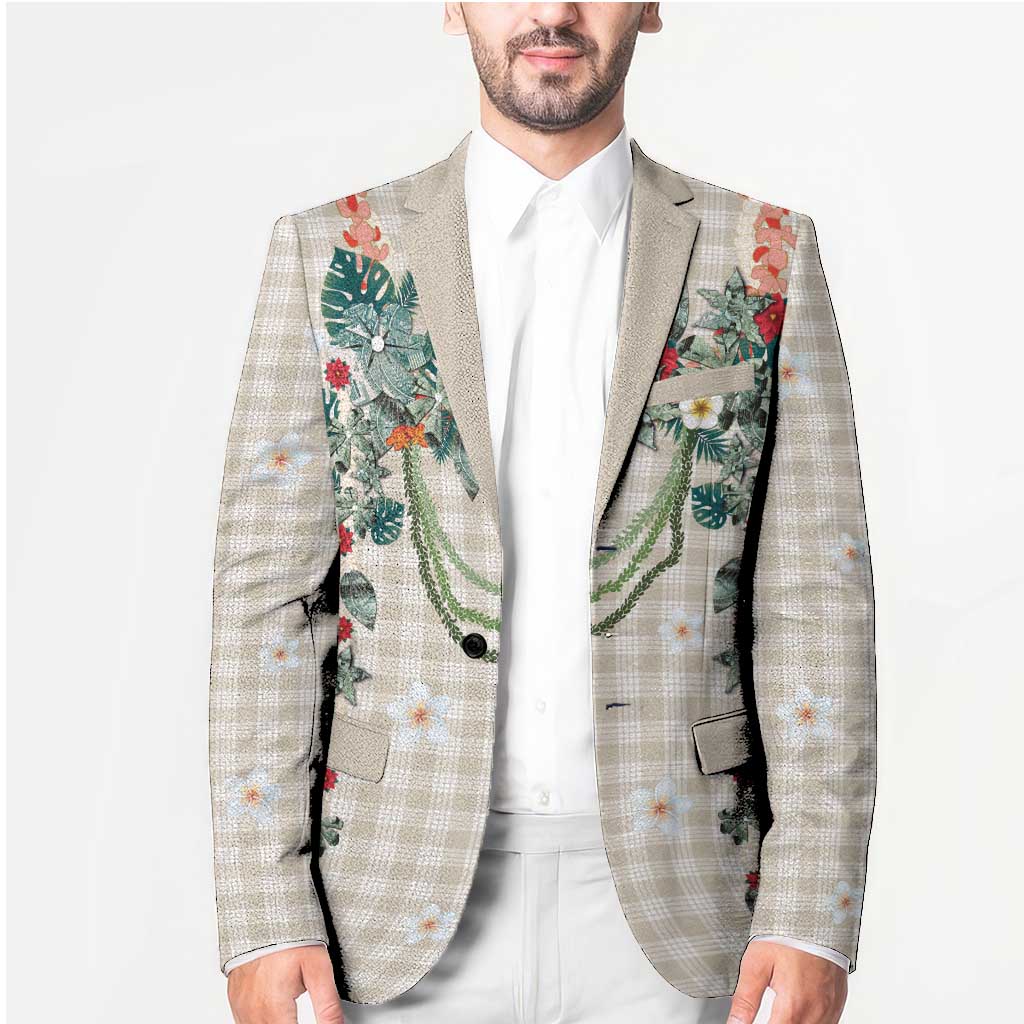 Brown Hawaiian Palaka Blazer Kukui Nut Money Lei - Polynesian Pride