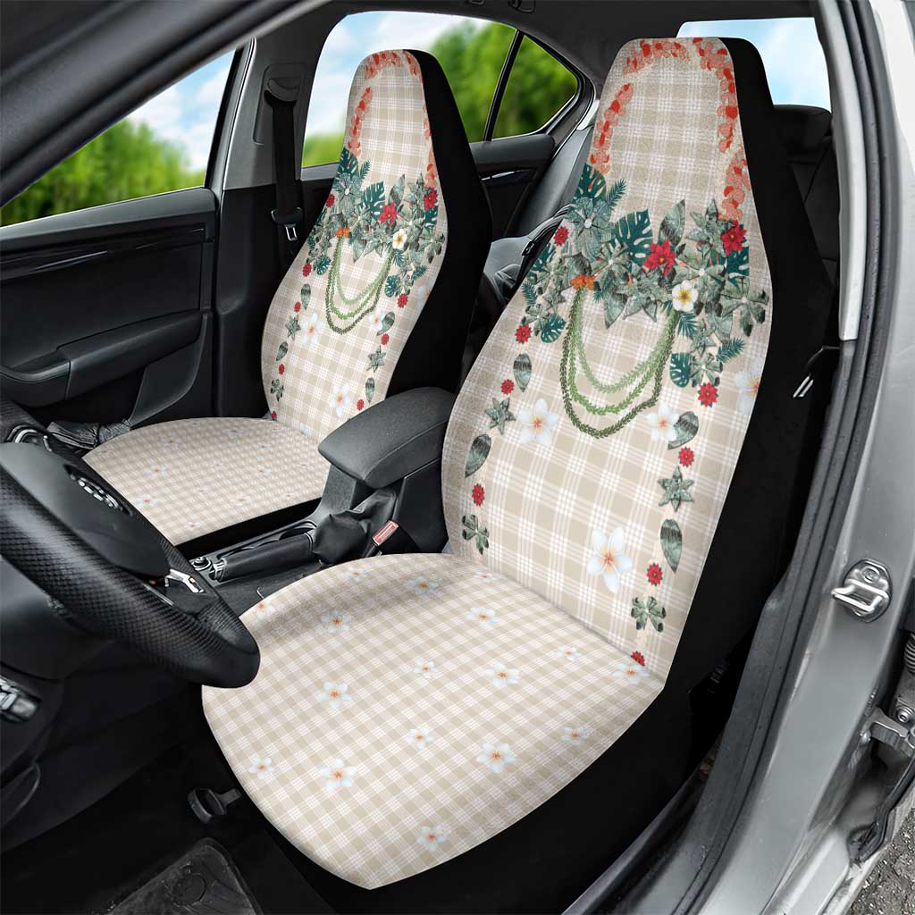Brown Hawaiian Palaka Car Seat Cover Kukui Nut Money Lei - Polynesian Pride
