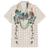 Brown Hawaiian Palaka Family Matching Long Sleeve Bodycon Dress and Hawaiian Shirt Kukui Nut Money Lei LT9 Dad's Shirt - Short Sleeve Brown - Polynesian Pride