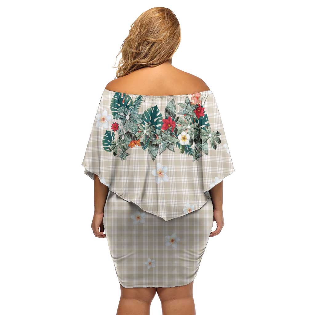 Brown Hawaiian Palaka Family Matching Off Shoulder Short Dress and Hawaiian Shirt Kukui Nut Money Lei LT9 - Polynesian Pride