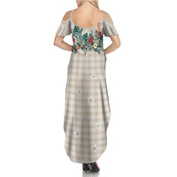 Brown Hawaiian Palaka Family Matching Summer Maxi Dress and Hawaiian Shirt Kukui Nut Money Lei LT9 - Polynesian Pride